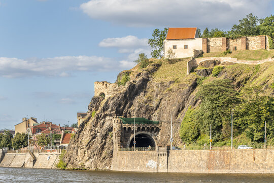 Vysehrad Rock, Ruins of Libusina Lazen. The so-called Ruins of Libuse Bath in the Vysehrad Park in Prague.