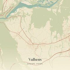 Naklejka premium Vintage map of Vulbens, France.
