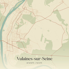 Naklejka premium Vintage map of Vulaines-sur-Seine, France.