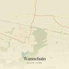 Obraz premium Vintage map of Wannehain, France.