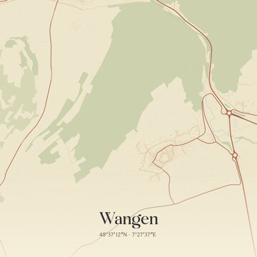 Vintage map of Wangen, France.
