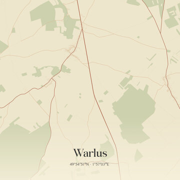Vintage map of Warlus, France.