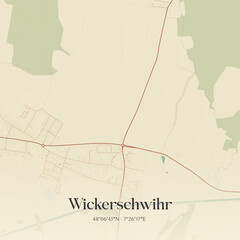 Vintage map of Wickerschwihr, France.