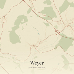 Vintage map of Weyer, France.