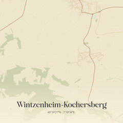 Vintage map of Wintzenheim-Kochersberg, France.