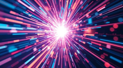 Naklejka premium Abstract Light Speed Lines Burst with Blue and Pink Colors