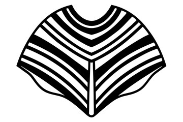 Traditional Mexican Poncho Line Drawing Vector Illustration