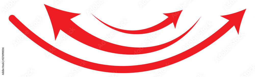 Poster set of curved arrows isolated on white background. curved arrows, hand drawn curved arrows. set long