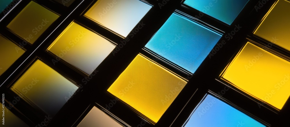 Poster colorful squares of light an abstract grid pattern illumination