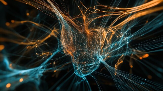 Abstract Technology Network Connection with Glowing Light Particles