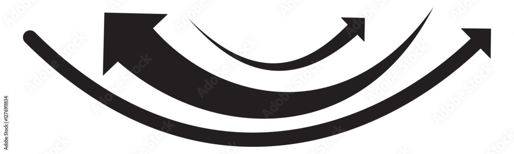 Poster long curve arrow icon. curved arrow icon isolated on white background. black long curve arrow icon v
