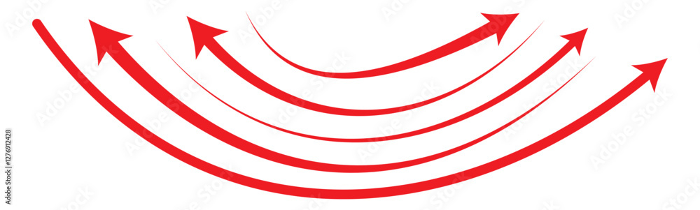 Poster set of curved arrows isolated on white background. curved arrows, hand drawn curved arrows. set long