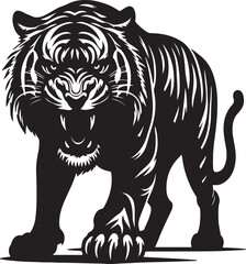 vector silhouette illustration of a tiger on white background