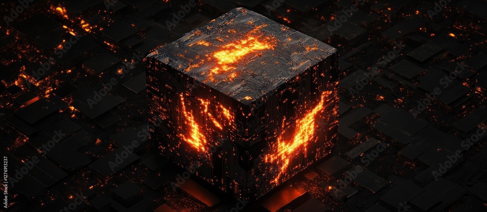 Poster complex technology abstract digital cube futuristic circuit board design
