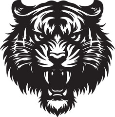 vector silhouette illustration of a tiger on white background