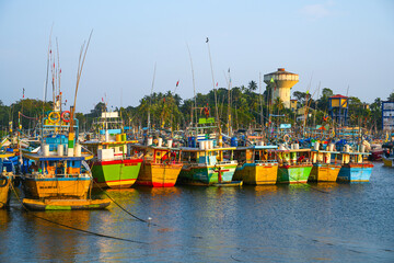 Fishing boats in Beruwala harbour, Sri Lanka, Asia