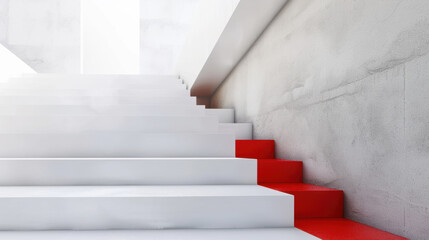Obraz premium white staircase with red carpet