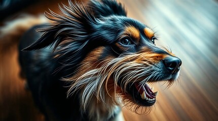 Close-Up Macro Portrait of a Dog with Expressive Eyes