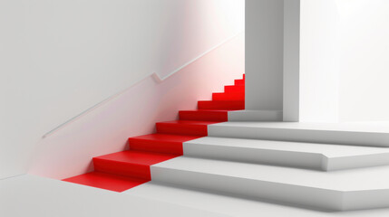 white staircase with red carpet