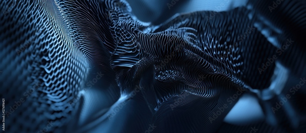 Poster intricate blue abstract texture with flowing lines and wave pattern