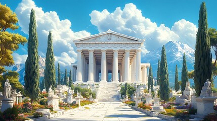 Greek temple ruins mountain summit high resolution hd picture