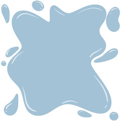 Light blue amorphous droplets with a 3D shiny appearance, similar to paint splashes or liquid drops on a transparent background.