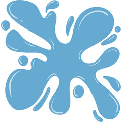 Light blue splash style with rounded shapes and scattered drops. Flat design on transparent background.