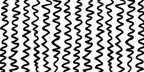 Abstract zigzag brush background. Black and white vector hand drawn pattern