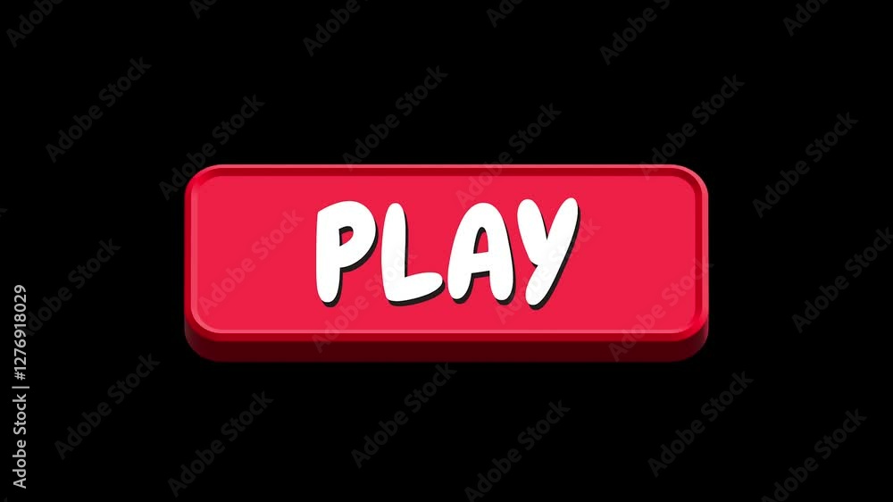 Poster 3d play button animation | red ui button | 4k hd | black background