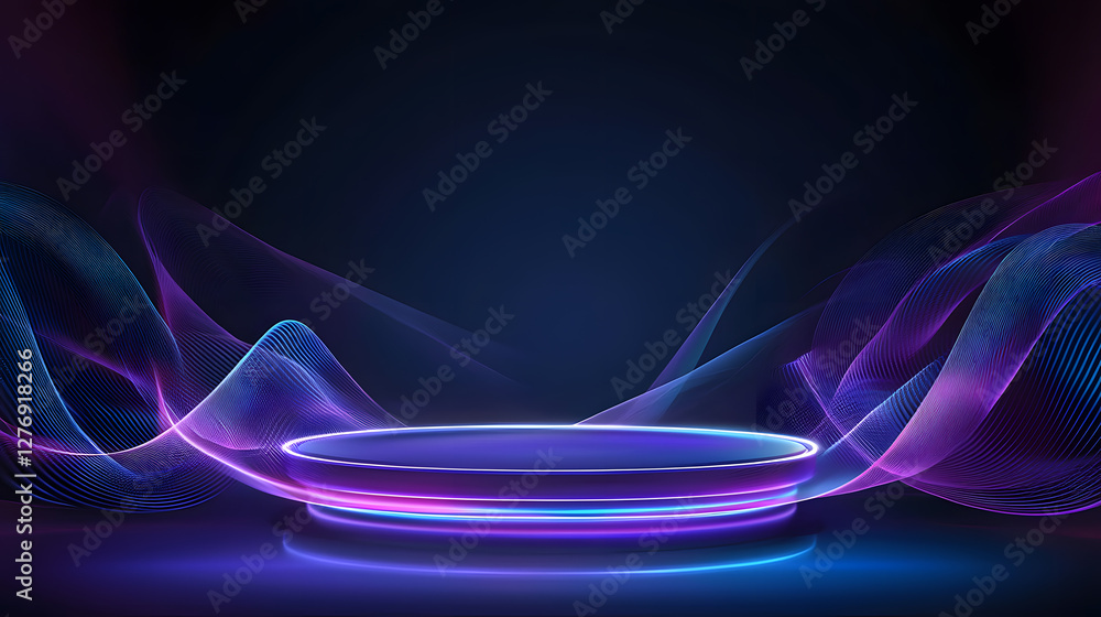Poster dynamic light waves create stunning visuals on stage virtual environment digital art dark background