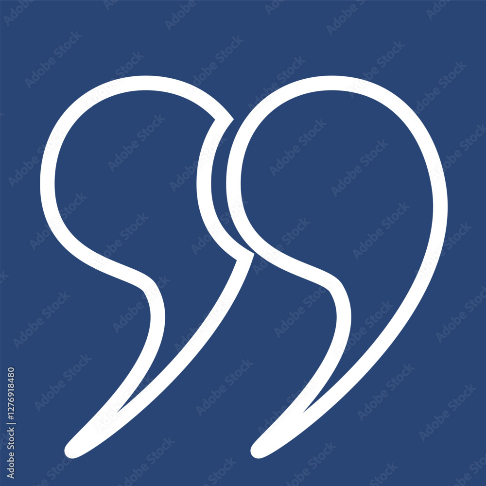 Fototapete a set of round quotation marks in white on a blue background. quotation marks in the title, round ti