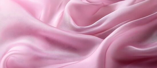 Pink silk fabric folds close up