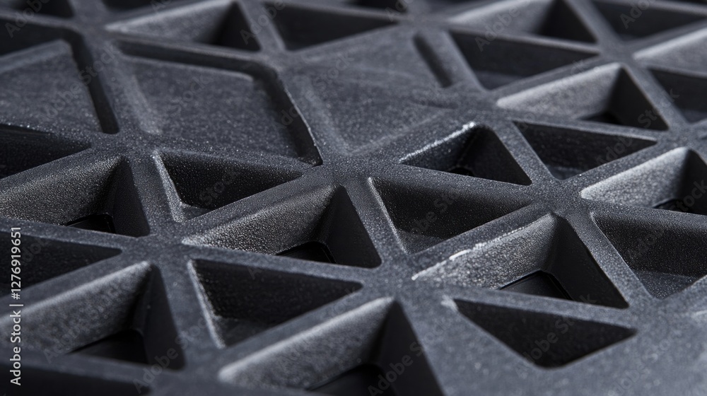 Poster Black textured geometric pattern with triangular and square shapes