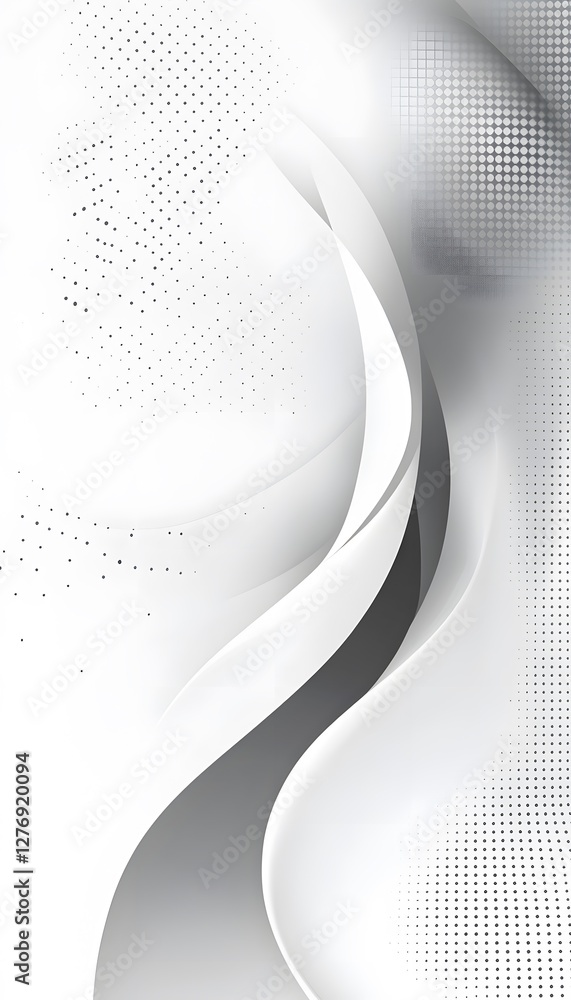Poster abstract background with flowing curves and halftone patterns design
