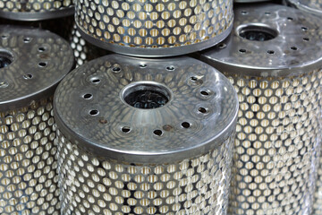 Air filters just assembled in a factory in isolation. 