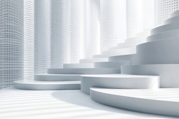 Obraz premium abstract shapes symbolizing digital marketing clean white background soft shadows