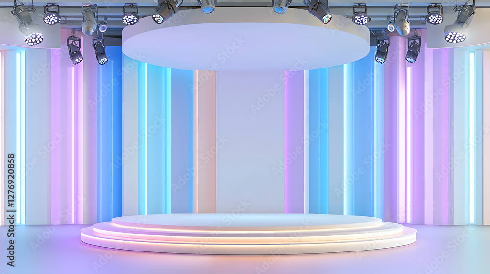 Aufkleber dynamic stage setup for events modern venue visual display bright lighting wide angle event planning