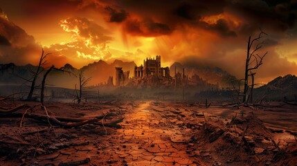 Ancient battle arena with stone steps, burning torches, and a bloodstained floor, creating a dark fantasy setting for gladiatorial combat and epic battles.