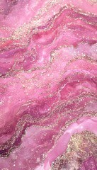 Fototapeta premium Abstract pink and purple swirls with glittering golden accents