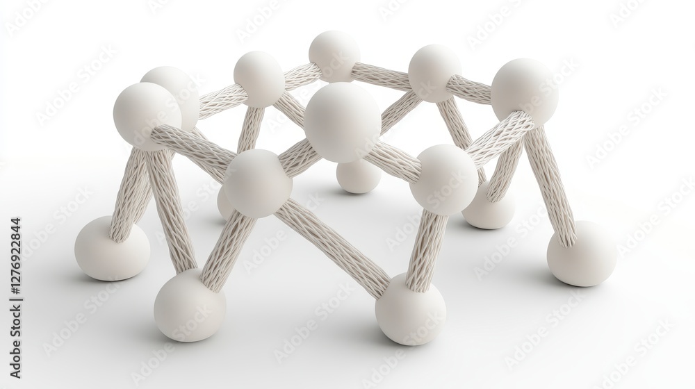 Poster abstract white network structure interconnected spheres and fibrous lines