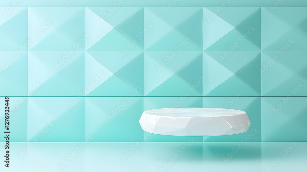 Poster floating geometric display modern interior 3d rendering minimalist space aesthetic view art concept 