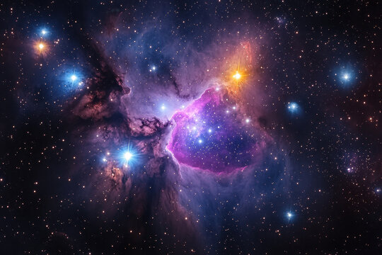Fototapeta Colorful nebula with stars and cosmic gases illuminating the night sky