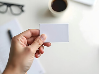 Obraz premium Hand holding Blank card mockup, business card mock up 