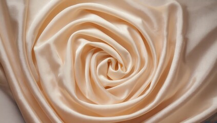 Luxurious ivory silk fabric arranged in a swirl, creating a delicate and elegant aesthetic. Ideal for wedding decor and fashion