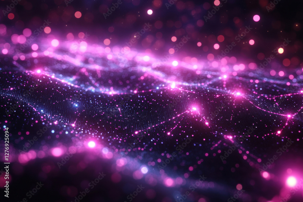 Poster colorful abstract digital background showing vibrant patterns and luminous lights in a flowing desig