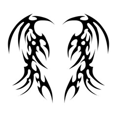 Devil wings neo tribal Y2k tattoo design , cybersigilsm tattoo design for backbone, 