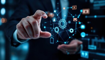 Business Professional Interfacing With a Digital Network and Data Connection System

