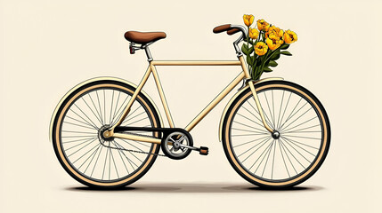 Stylish Bicycle with Yellow Flowers for Spring and Summer Vibes