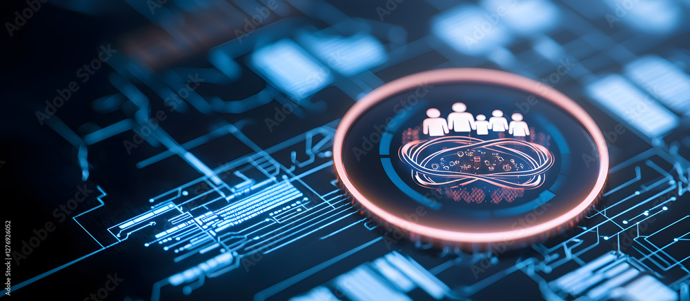 Poster a group of people are shown in a circle on a computer screen