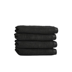 Stack of black towels isolated png.